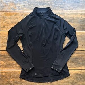 Athleta Black Long Sleeve Quarter-Zip Top